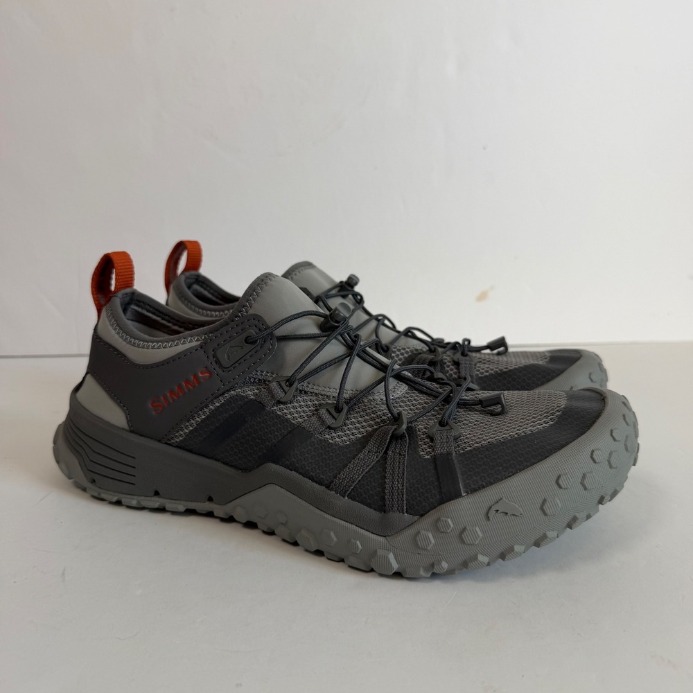 Simms Water Shoes 10 Gray Orange Quick Lace Fishing Hiking Trail Gorpcore